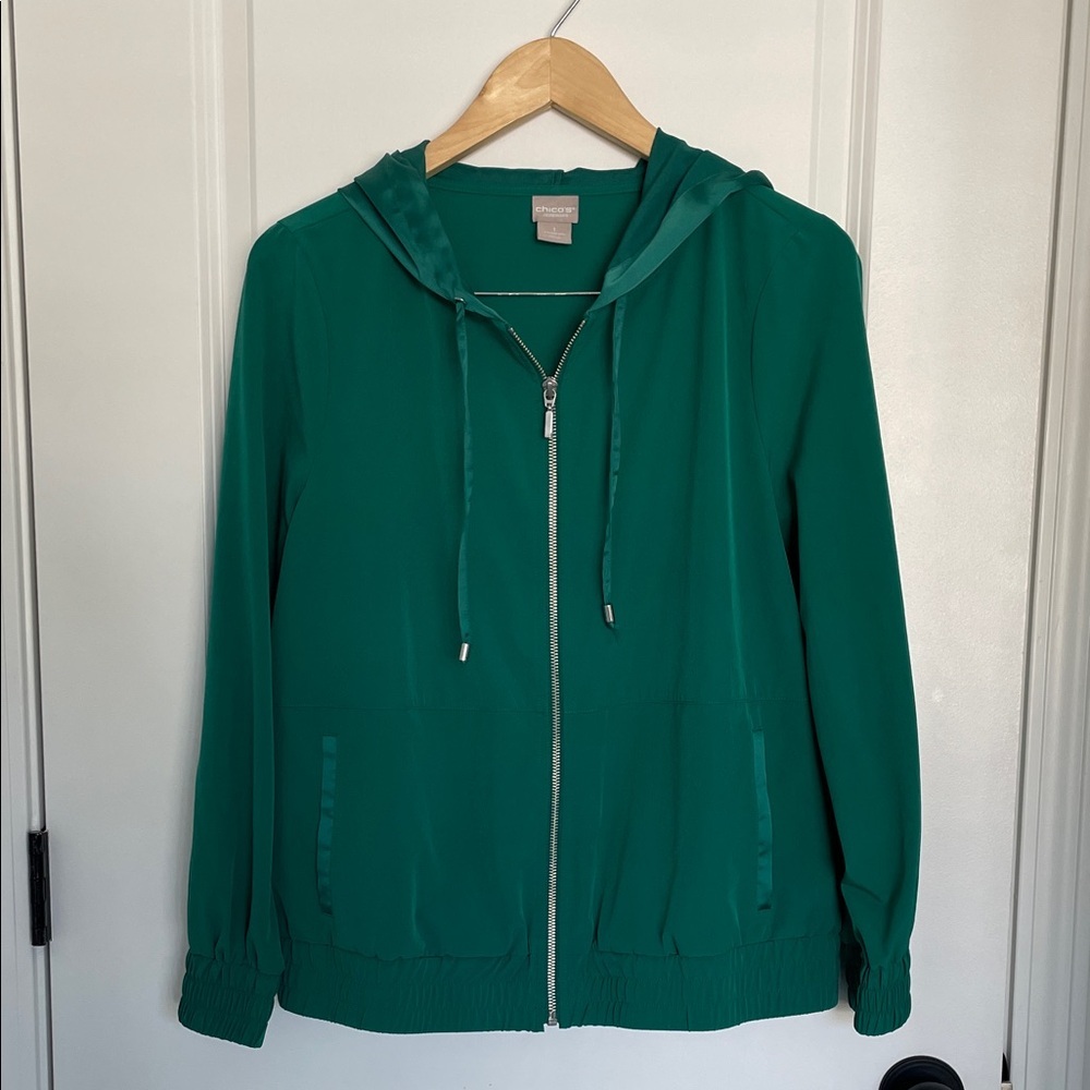 Chico's Women’s Utility Front Zip Jacket Green M(8/10)